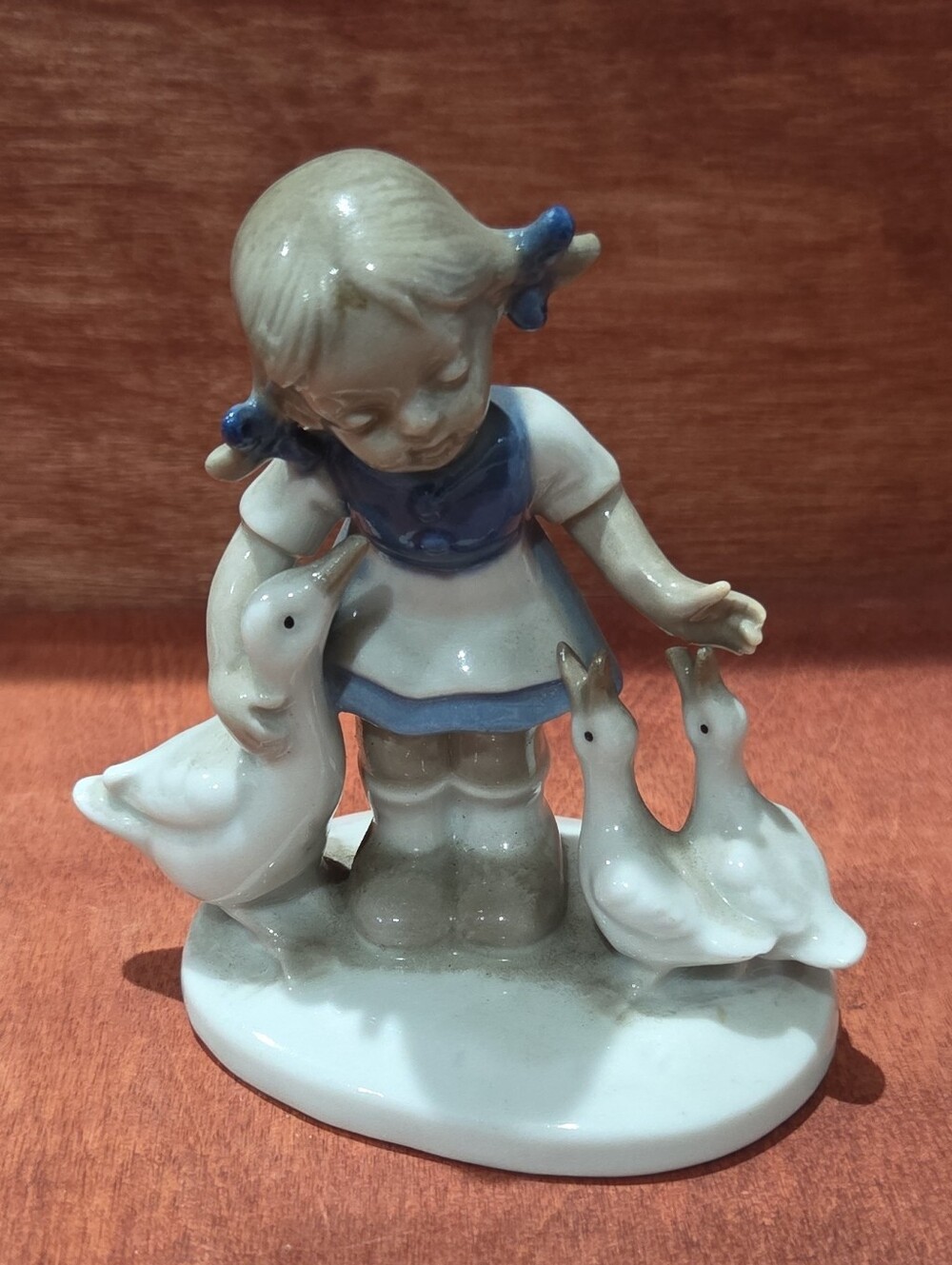 Vintage GH & Co. German Porcelain Figurine – Girl with Ducks / Geese (#9447)